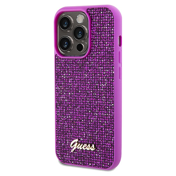 Guess Disco Metal Script case for iPhone 14 Pro - fuchsia