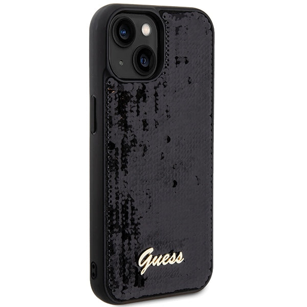 Guess Sequin Script Metal case for iPhone 14 / 15 / 13 - black