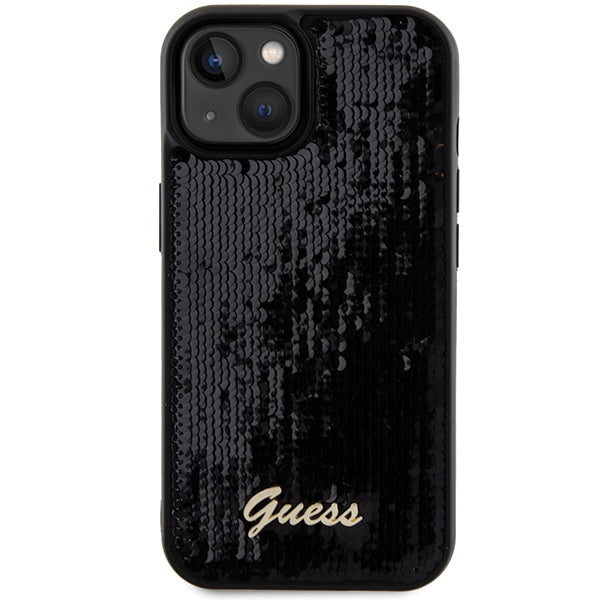 Guess Sequin Script Metal case for iPhone 14 / 15 / 13 - black