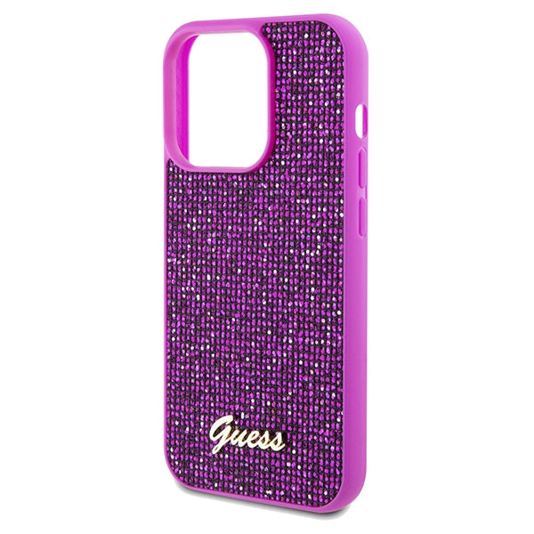Guess Disco Metal Script case for iPhone 14 Pro Max - fuchsia