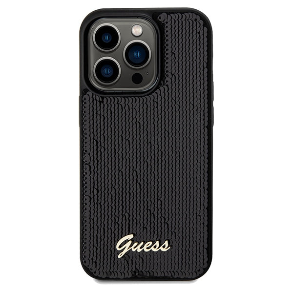 Guess Sequin Script Metal case for iPhone 14 Pro Max - black
