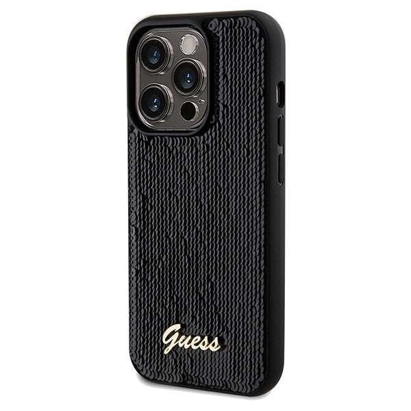 Guess Sequin Script Metal case for iPhone 14 Pro Max - black