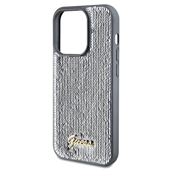 Guess Sequin Script Metal case for iPhone 14 Pro Max - silver