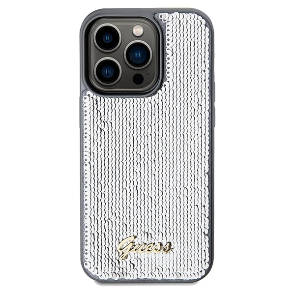 Guess Sequin Script Metal case for iPhone 14 Pro Max - silver
