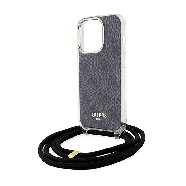 Guess Crossbody Cord 4G Print case for iPhone 15 Pro - black