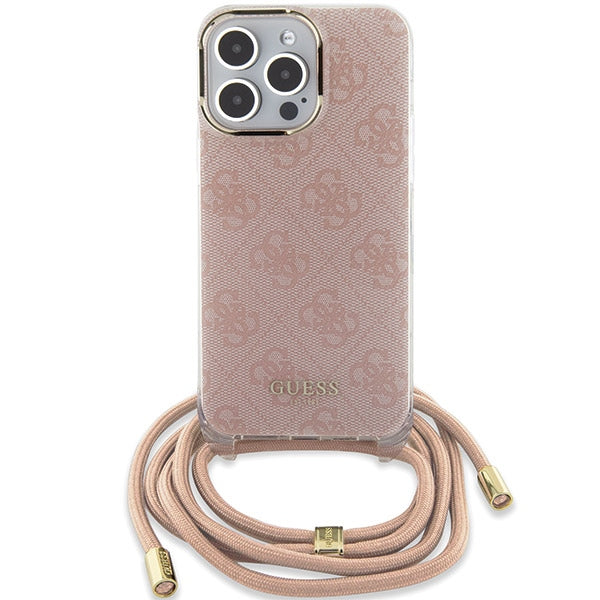 Guess Crossbody Cord 4G Print case for iPhone 15 Pro - pink