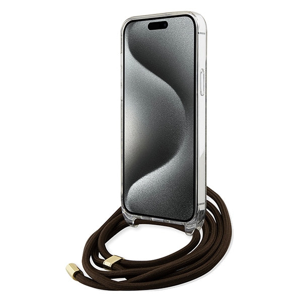 Guess Crossbody Cord 4G Print case for iPhone 15 / 14 / 13 - brown