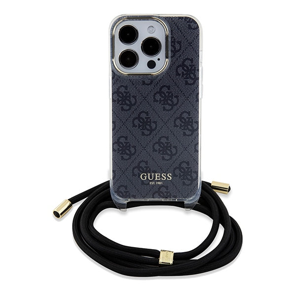 Guess Crossbody Cord 4G Print case for iPhone 15 Pro Max - black
