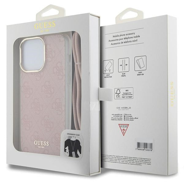 Guess Crossbody Cord 4G Print case for iPhone 15 Pro Max - pink