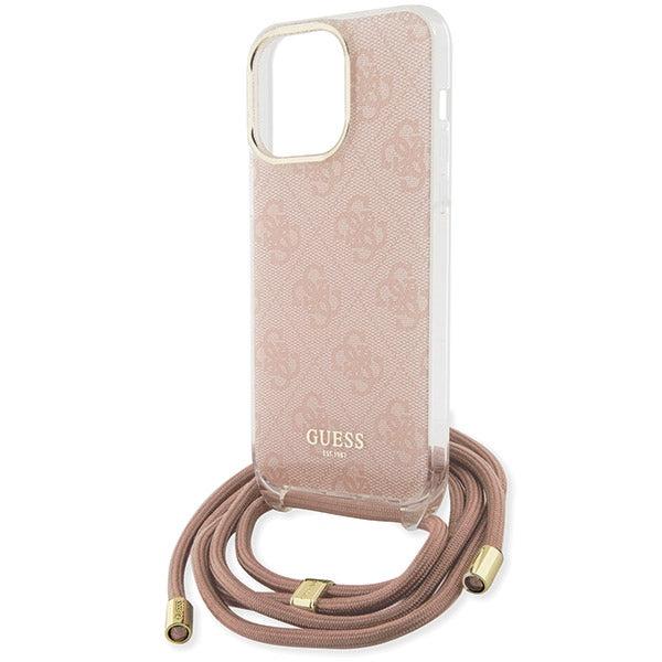 Guess Crossbody Cord 4G Print case for iPhone 15 Pro Max - pink