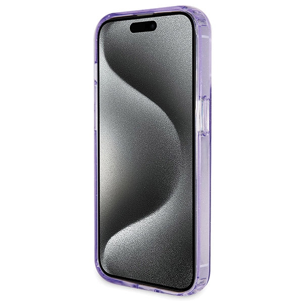 Guess Ring Stand Script Glitter MagSafe case for iPhone 14 Pro Max - purple
