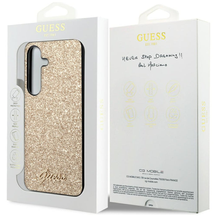 Guess Glitter Script case for Samsung Galaxy S24 - gold