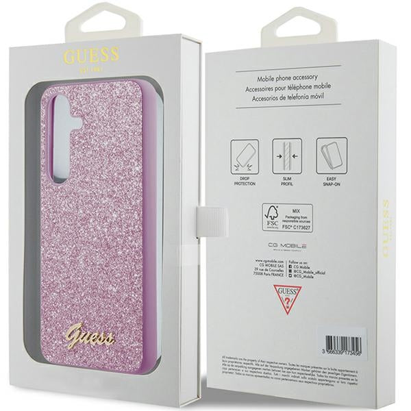 Guess Glitter Script case for Samsung Galaxy S24 - purple