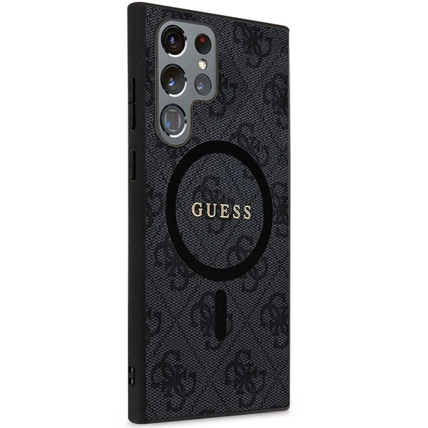 Guess 4G Collection Leather Metal Logo MagSafe Case for Samsung Galaxy S24 Ultra - Black