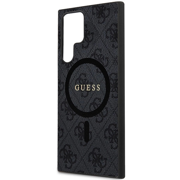 Guess 4G Collection Leather Metal Logo MagSafe Case for Samsung Galaxy S24 Ultra - Black