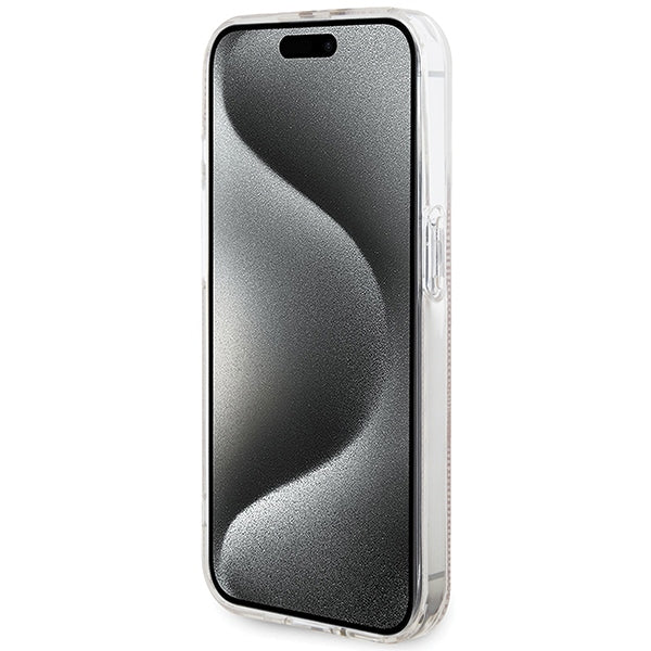 Guess IML 4G Gold Stripe case for iPhone 15 Pro - pink
