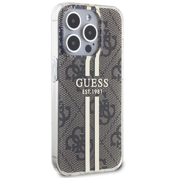 Guess IML 4G Gold Stripe case for iPhone 15 Pro - brown