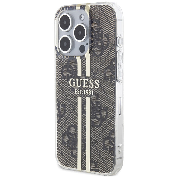 Guess IML 4G Gold Stripe case for iPhone 15 Pro - brown