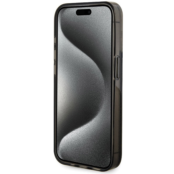 Guess Liquid Glitter Gold Stripes case for iPhone 15 Pro - black