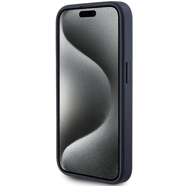 Guess 4G Triangle Metal Logo case for iPhone 15 Pro - blue