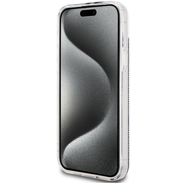 Guess IML 4G Gold Stripe case for iPhone 15 Plus / 14 Plus - black