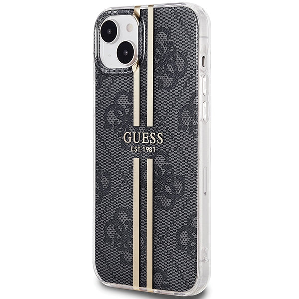 Guess IML 4G Gold Stripe case for iPhone 15 Plus / 14 Plus - black