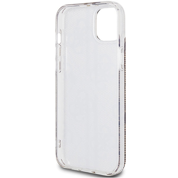 Guess IML 4G Gold Stripe case for iPhone 15 Plus / 14 Plus - brown