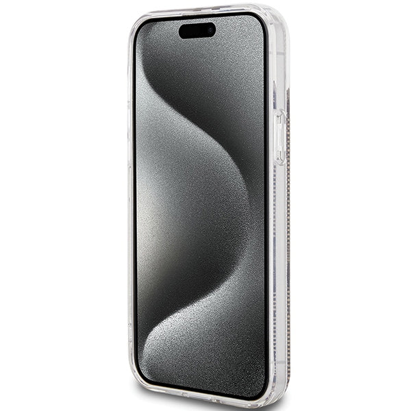 Guess IML 4G Gold Stripe case for iPhone 15 Plus / 14 Plus - brown