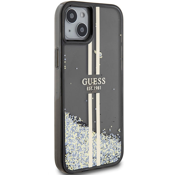 Guess Liquid Glitter Gold Stripes case for iPhone 15 Plus / 14 Plus - black