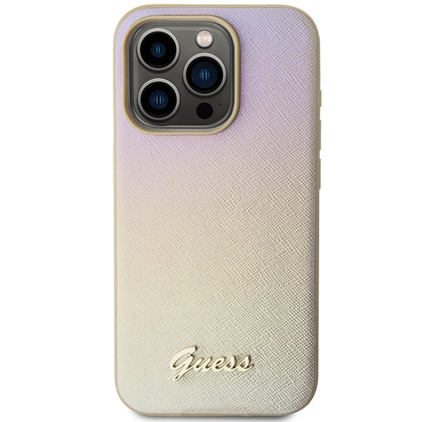 Guess GUHCP15XPSAIRSD iPhone 15 Pro Max 6.7" gold/gold hardcase Saffiano Iridescent Script