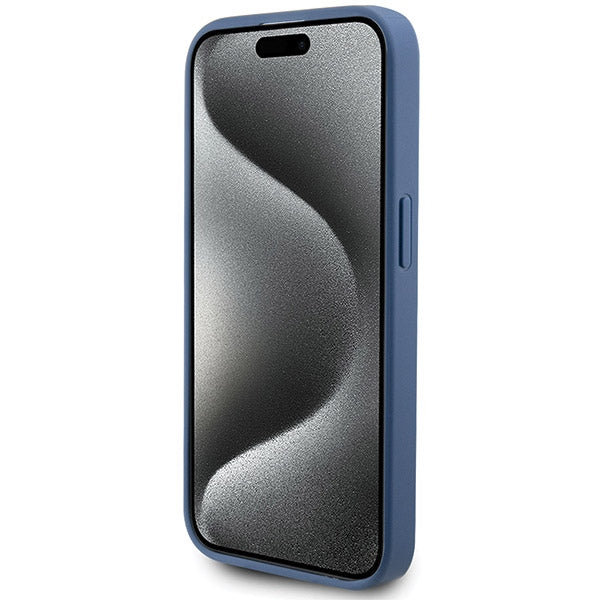 Guess 4G Collection Leather Metal Logo MagSafe Case for iPhone 14 Pro - Blue