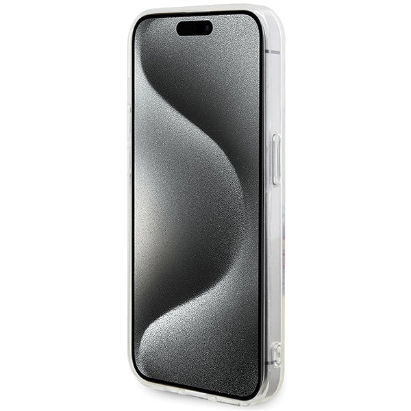 Guess IML Flowers Wreatch MagSafe case for iPhone 15 Pro - transparent