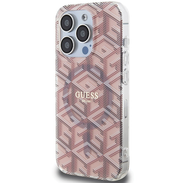 Guess IML GCube MagSafe case for iPhone 15 Pro - pink