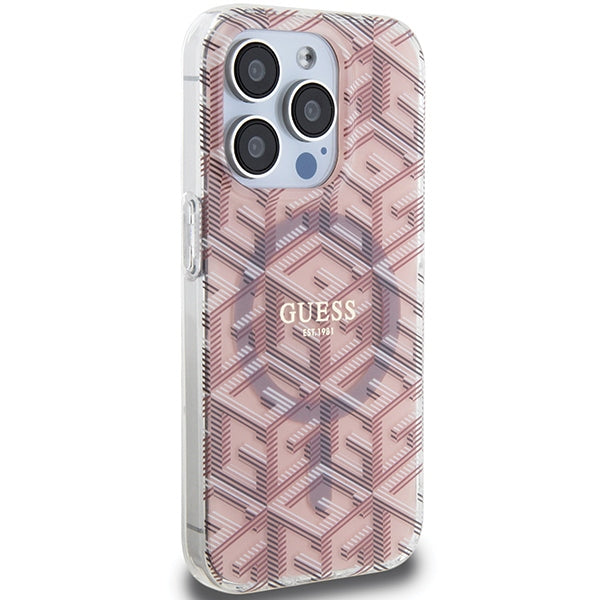 Guess IML GCube MagSafe case for iPhone 15 Pro - pink