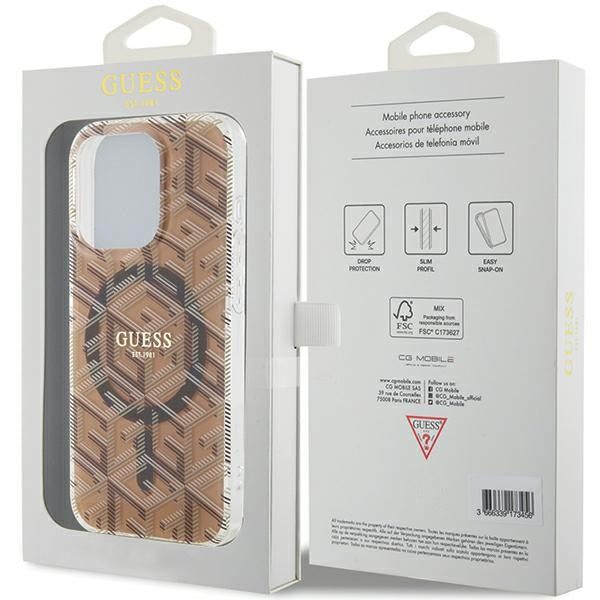 Guess IML GCube MagSafe case for iPhone 15 Pro - brown
