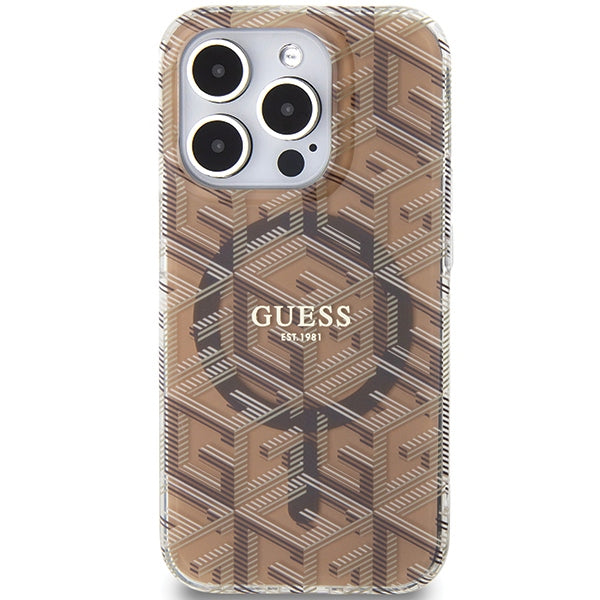 Guess IML GCube MagSafe case for iPhone 15 Pro - brown