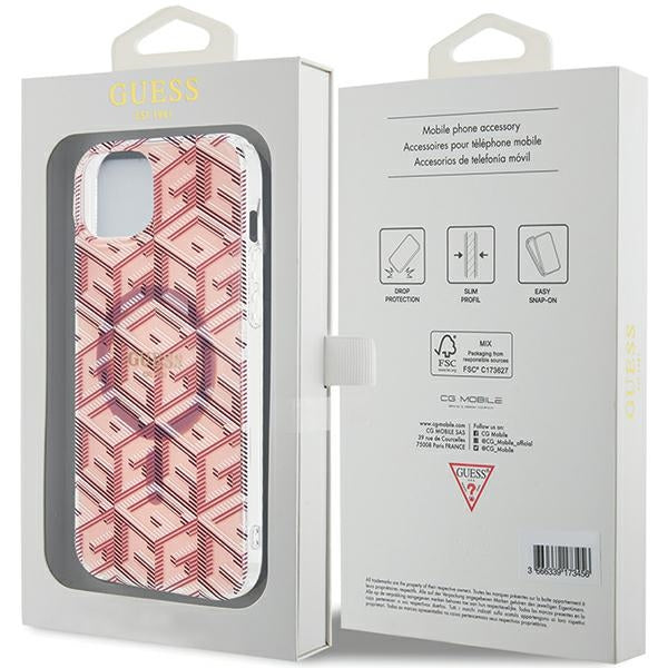 Guess IML GCube MagSafe case for iPhone 15 Plus / 14 Plus - pink