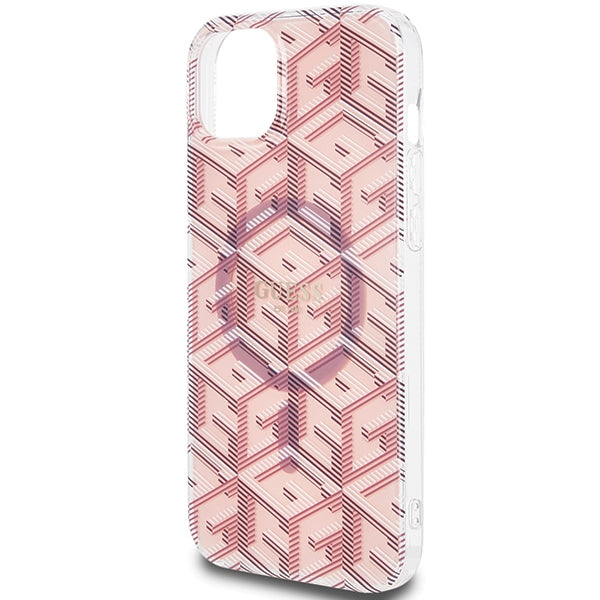 Guess IML GCube MagSafe case for iPhone 15 Plus / 14 Plus - pink
