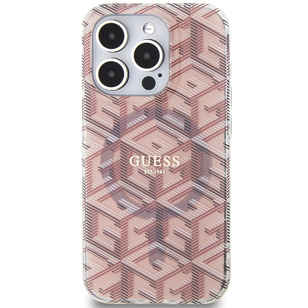 Guess IML GCube MagSafe case for iPhone 15 Pro Max - pink