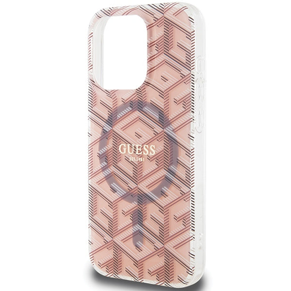 Guess IML GCube MagSafe case for iPhone 15 Pro Max - pink