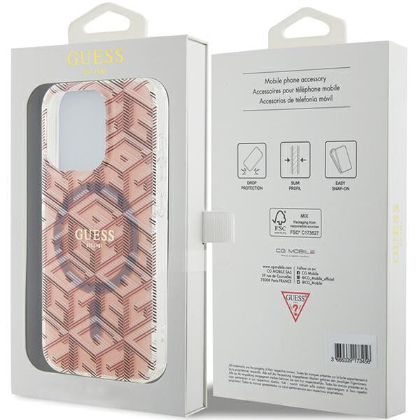 Guess IML GCube MagSafe case for iPhone 15 Pro Max - pink
