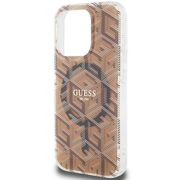 Guess IML GCube MagSafe case for iPhone 15 Pro Max - brown