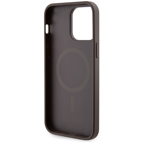 Guess 4G Printed Stripes MagSafe case for iPhone 15 Pro Max - brown