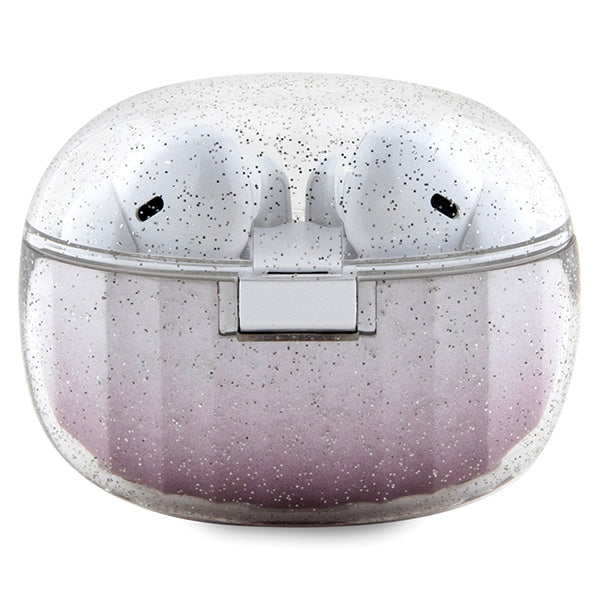Guess Glitter Gradient TWS Bluetooth headphones + docking station - pink