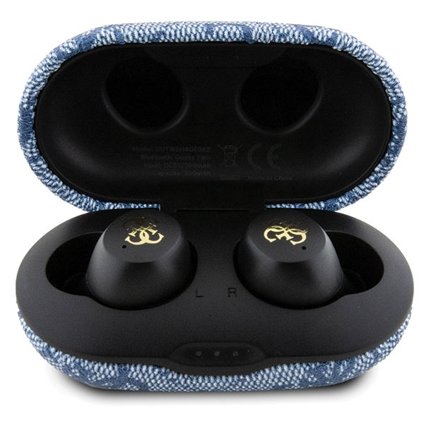 TWS Guess 4G Metal Bluetooth headphones with ENC docking station - blue