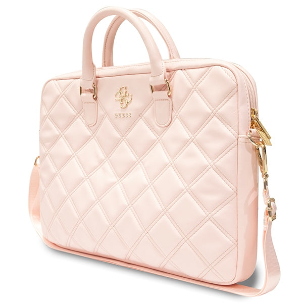 Guess Quilted 4G bag for a 16" laptop - pink