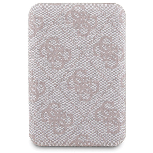 Guess 4G Metal Logo case set for iPhone 15 Pro + 5000mAh MagSafe power bank - pink