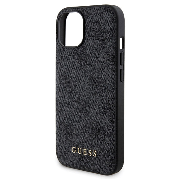 Guess 4G Metal Logo case set for iPhone 15 + 5000mAh MagSafe power bank - black