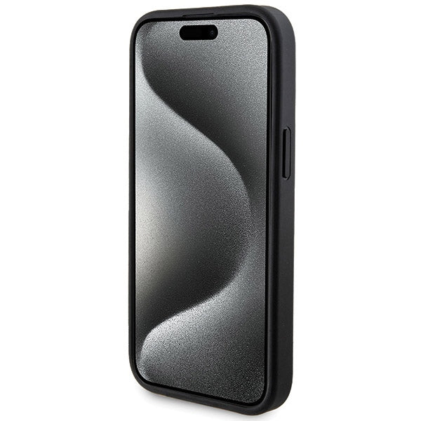 Guess 4G Metal Logo case set for iPhone 15 + 5000mAh MagSafe power bank - black