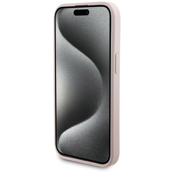 Guess 4G Metal Logo case set for iPhone 15 + 5000mAh MagSafe power bank - pink